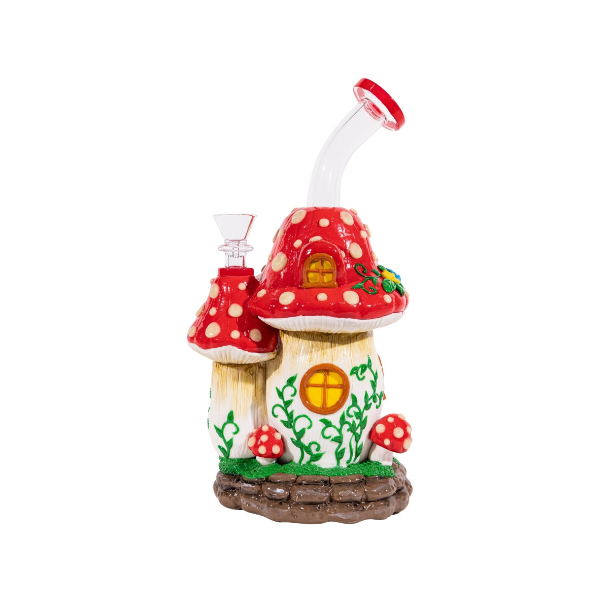 Mushroom Red House Bong Trippy Novelty Glass Bong