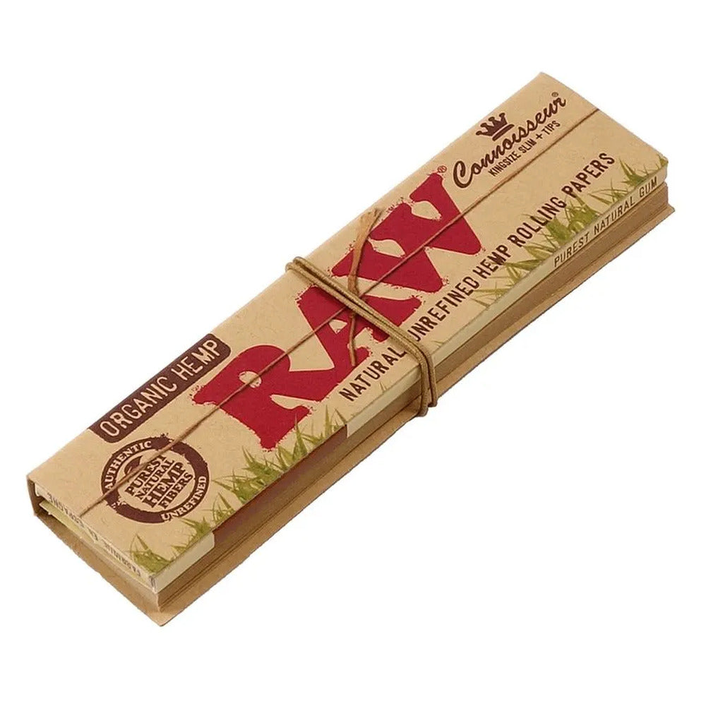 RAW Organic Hemp King Size Slim Connoisseur con tips, librillo de papel de cáñamo orgánico