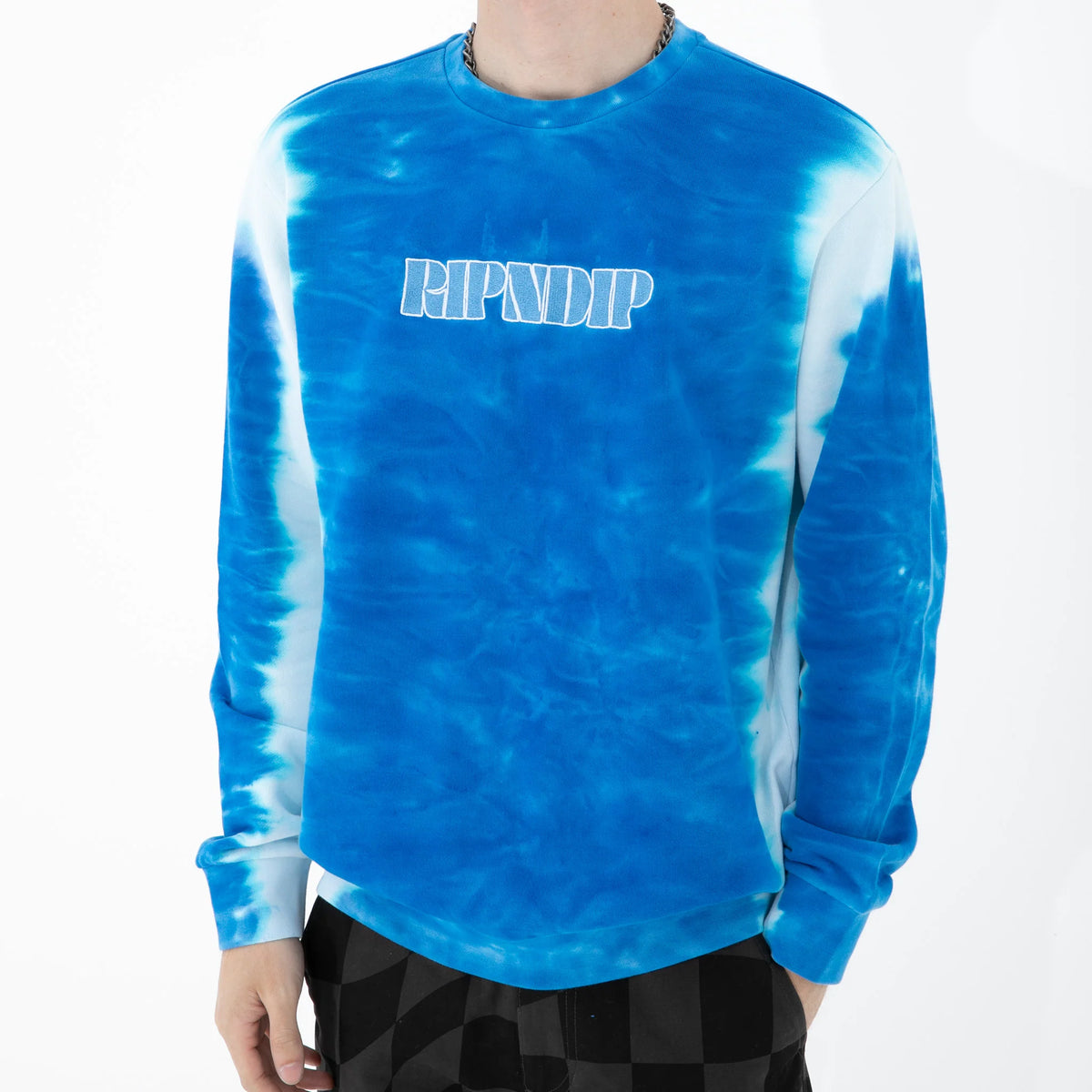 WILSHIRE EMBROIDERED CREWNECK (BLUE STRIPE DYE)